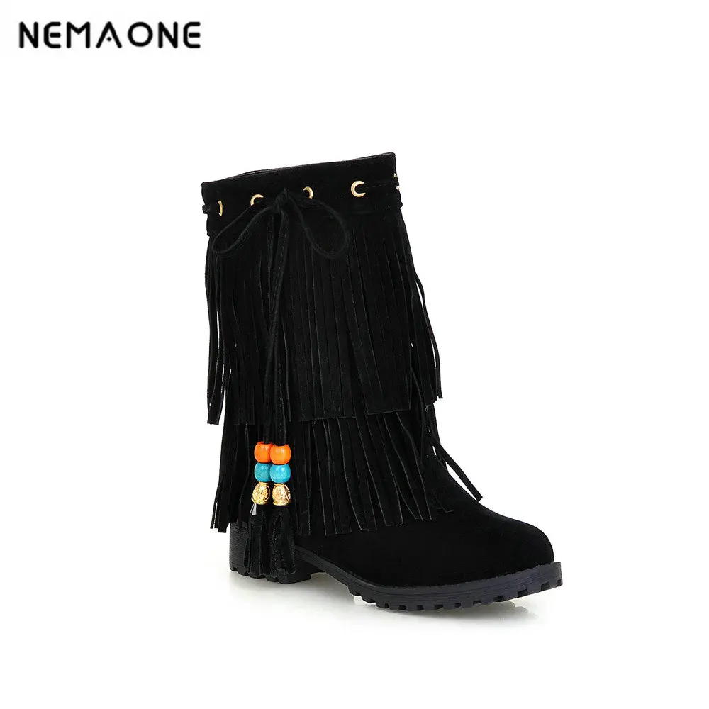 

2019 women fashion mid calf women boots square low heel women shoes spring autumn party shoes it`s black beige red and yellow