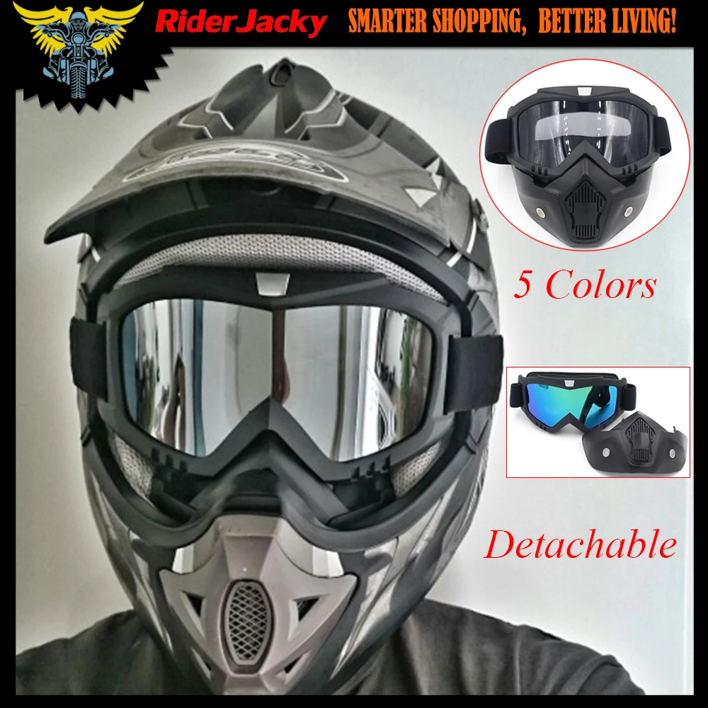 

Black Frame Modular Mask Detachable Goggles And Mouth Filter Perfect for Open Face Motorcycle Vintage Helmets or Half Helmet
