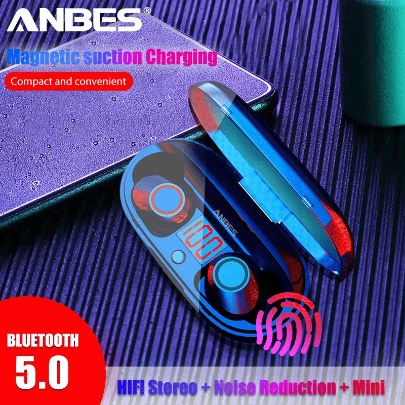 

V5.0 Bluetooth Earphone TWS Wireless Earphones 3D Stereo Sound Earbud With Mic Portable Charging Box Sports Waterproof Headset