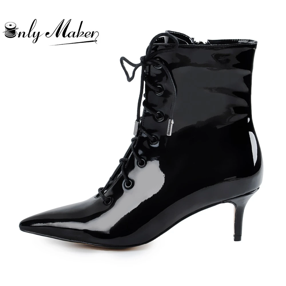 leather ankle boots kitten heel