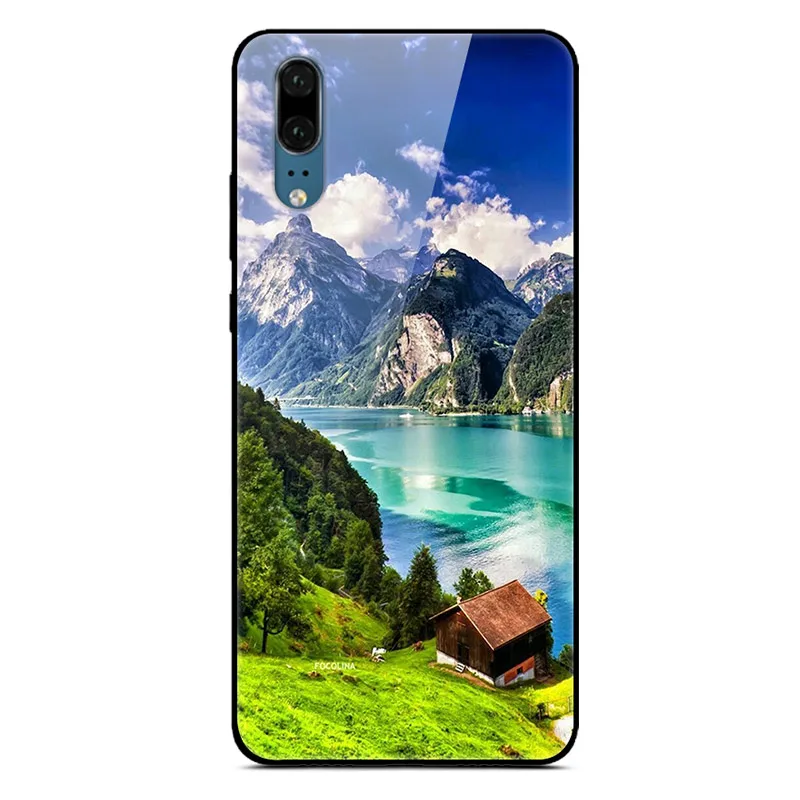 Для huawei P30 P20 Pro Lite чехол из закаленного стекла для телефона черный силиконовый чехол-Бампер для huawei P20 Lite P 30 Lite P20 Pro - Цвет: 34