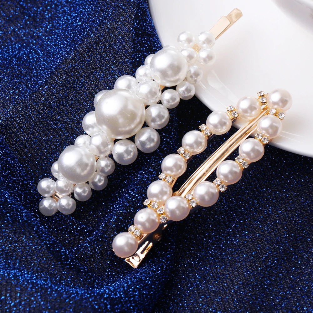 2pcs/set Korean Fashion Hair Clip Beads Barrette Stick Hairpin Imitation Pearl Hair Styling Accessories handmade For Girls Woman 2pcs/set Korean Fashion Hair Clip Beads Barrette Stick Hairpin Imitation Pearl Hair Styling Accessories handmade For Girls Woman