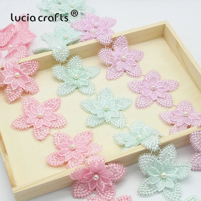 

Lucia crafts 1yard/lot Flower Embroidery Lace Fabric Trim Ribbons DIY Sewing Garment Handmade Materials Accessories N0514