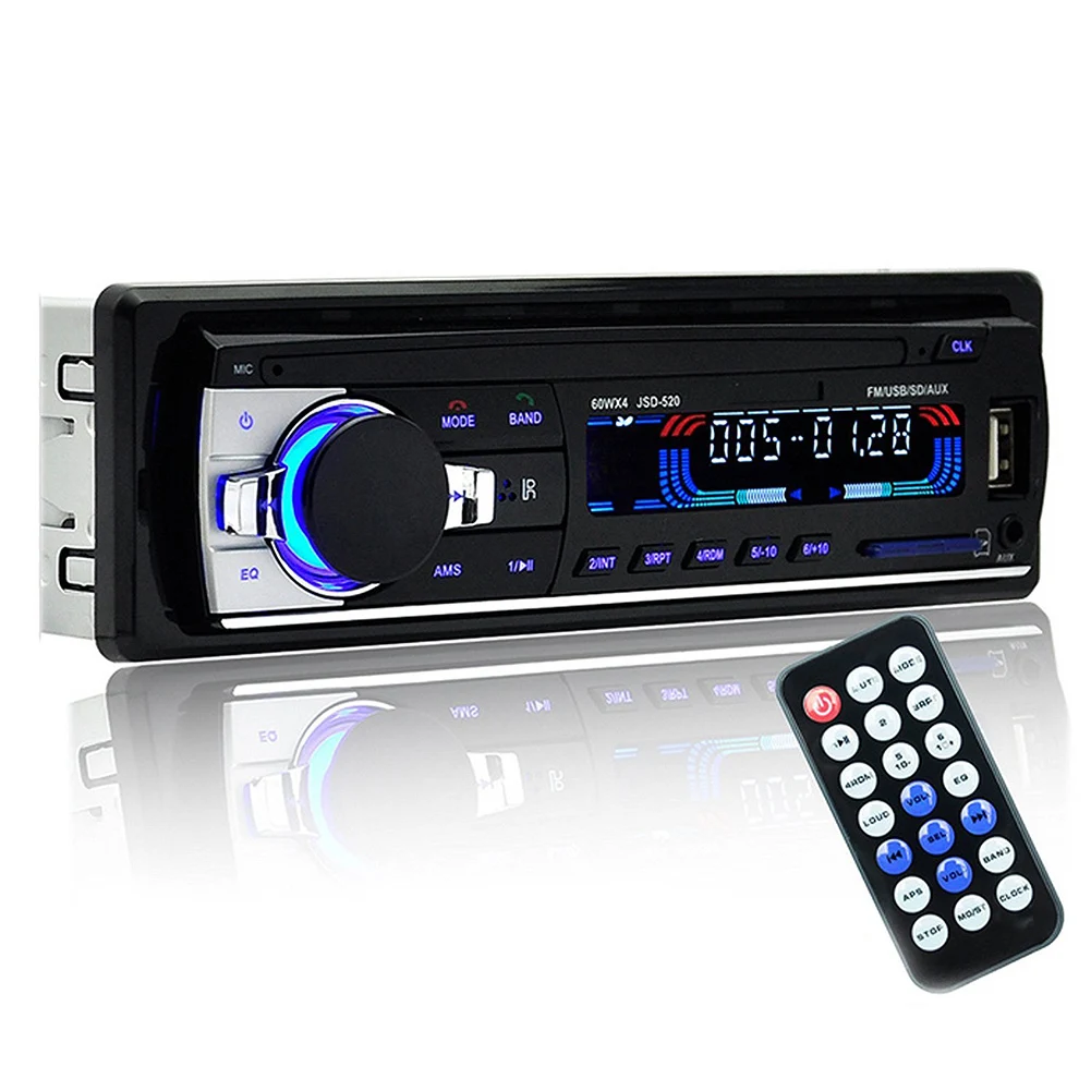 JSD520 Autoradio Car Radio 12V Bluetooth V2.0 Car Stereo 1 Din FM Aux Input Receiver In-dash SD USB MP3 MMC WMA Car Radio Player