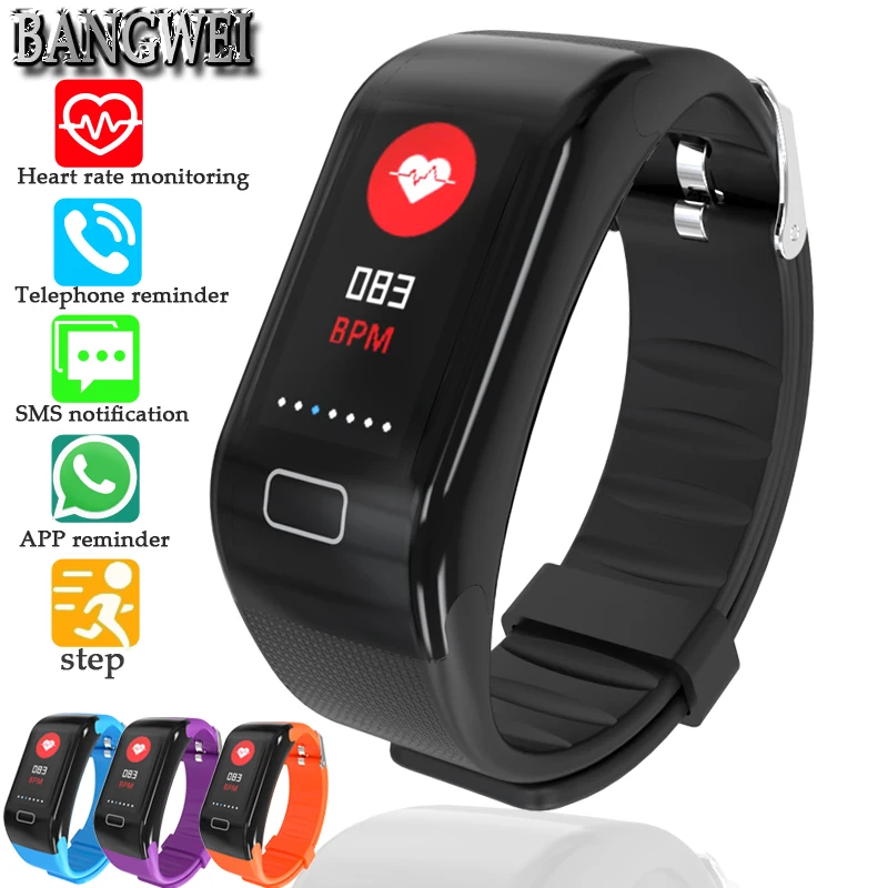 

BANGWEI Smart Bracelet Sports Watch LED Call Reminder Smart Bracelet Fitness Heart Rate Monitor Blood Pressure IP67 Waterproof