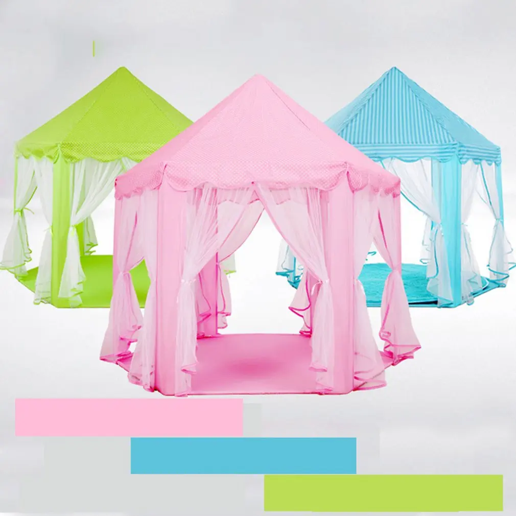 Детские розовые палатки в форме замка, портативные палатки для мальчиков и девочек, для дома, для улицы, сада, складные, для игр, палатки, Детские мячи, бассейн, игровой домик