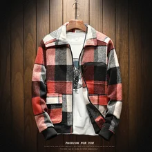 Autumn Winter New Bomber Jacket Men Fashion Plaid Casual Slim Fit Warm Short Wool Coat Male Clothes Streetwear Man Outwear