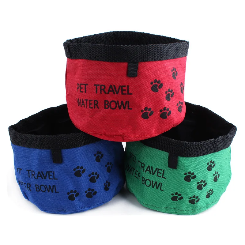 Для путешествий походный Портативный Складной Посуда Миски Для собак есть или пить воду Ткань Оксфорд есть, зоотовары Диаметр 20 см - Цвет: Free color
