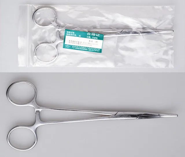Hemostatic forceps Curved tip Stainless steel medical pliers12.5CM