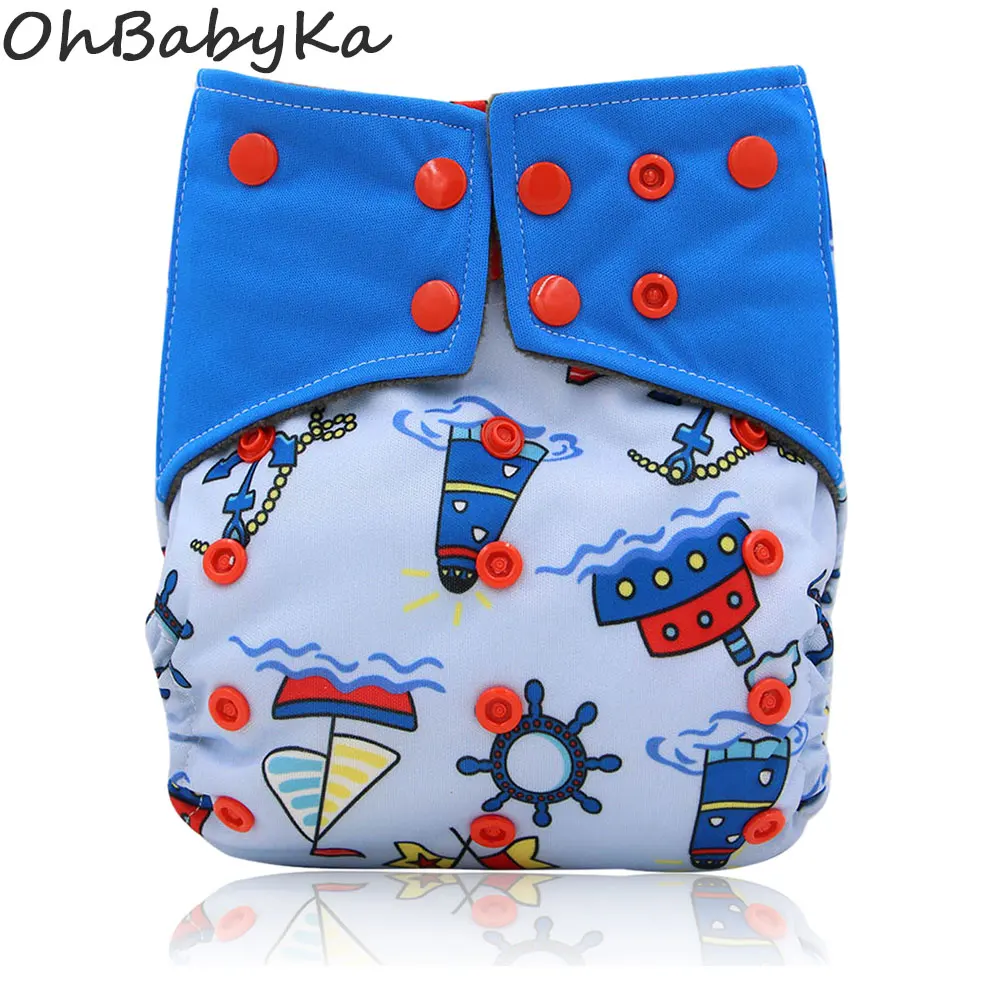 

Ohbabyka Resuable Cloth Diaper All-in-two AI2 Adjustable Diaper Cover Baby Nappies Fralda de Pano Double Gussets Baby Diapers