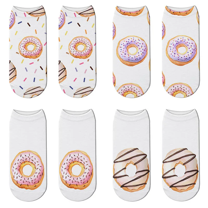 Милые забавные носки с объемным принтом, милые эластичные носки для женщин, кавайные Короткие Носки с рисунком еды, Femme, Calcetines для девочек