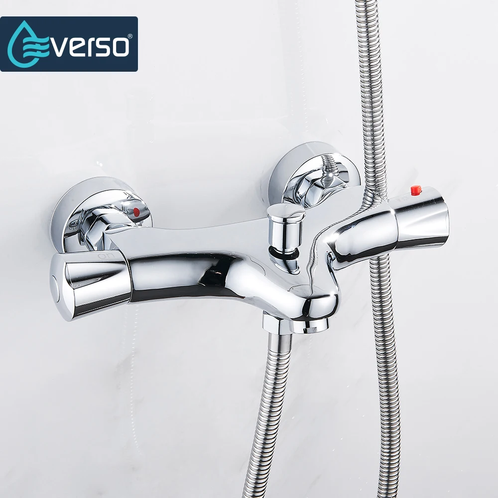 

EVERSO Bathroom Shower Faucets Water Control Valve Wall Mounted Faucet Ceramic Thermostatic Mixer Valve Tap