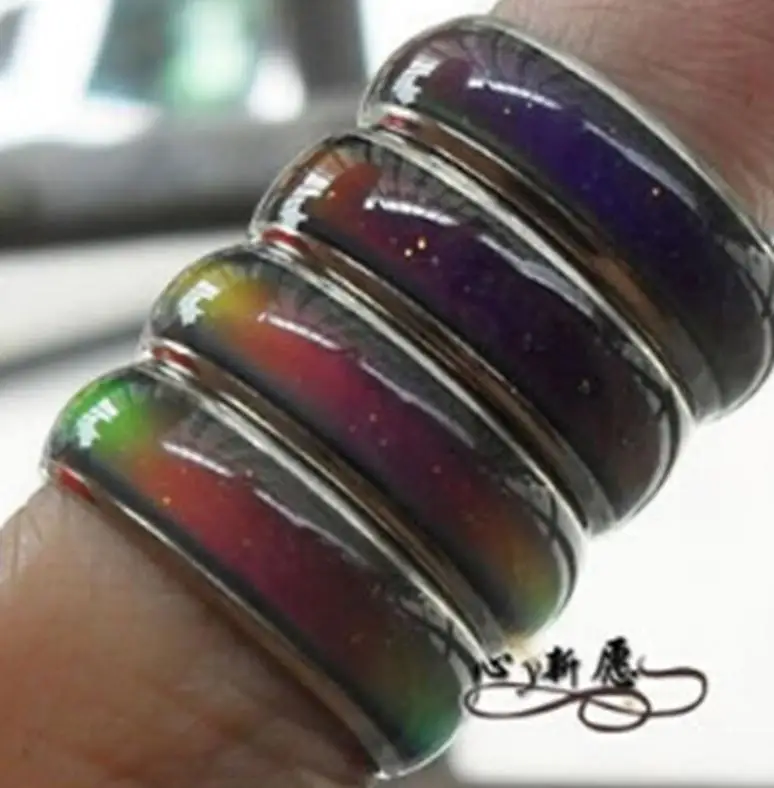 100pcs fashion mood ring with box changing colors stainless steel mix size 16 17 18 19 20 your temperature reveal your inner emo 2