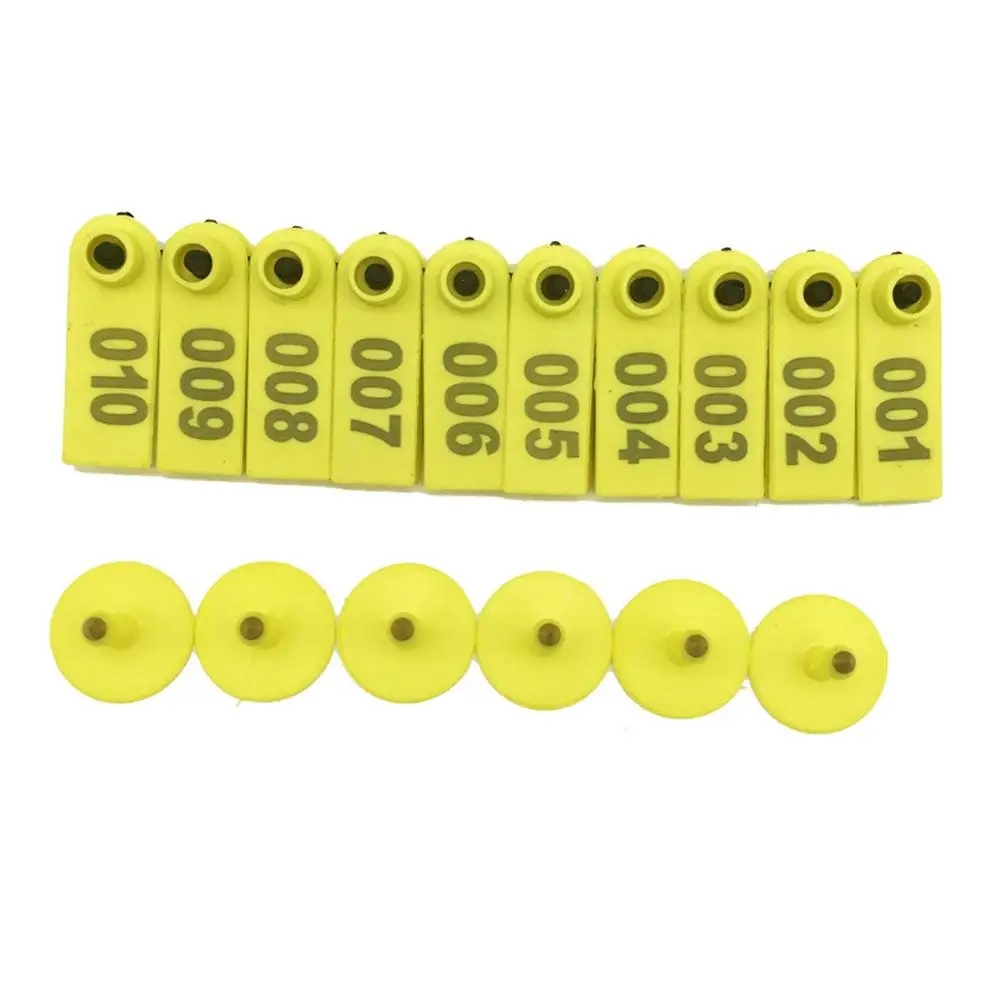 Sheep Ear Tag Signs with Laser Typing Copper head earrings Farm animal identification card No. 1-500 sheep ear tag