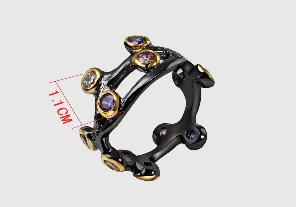 DC1989 Spanish Design Women Party Rings Synthetic Multi colors Cubic Zirconia Bezel Mount Gold Black Plated Cocktail Ring(R03