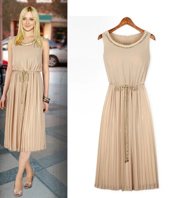 beige chiffon dress
