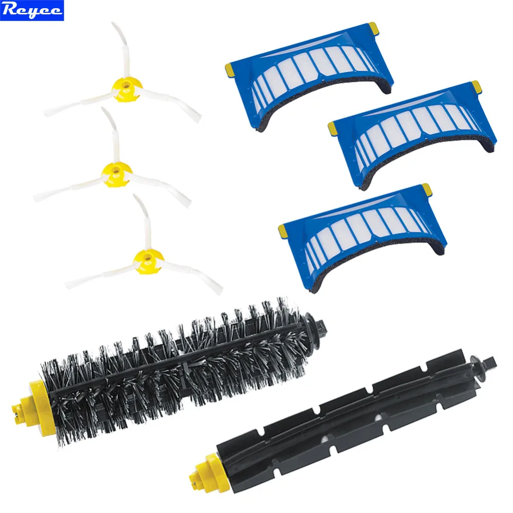 

Total 8Pcs a Pack New Aero Vac Filter + Flexible Beater Brushes 3 armed Side for iRobot Roomba 600 Series 620 630 650 660