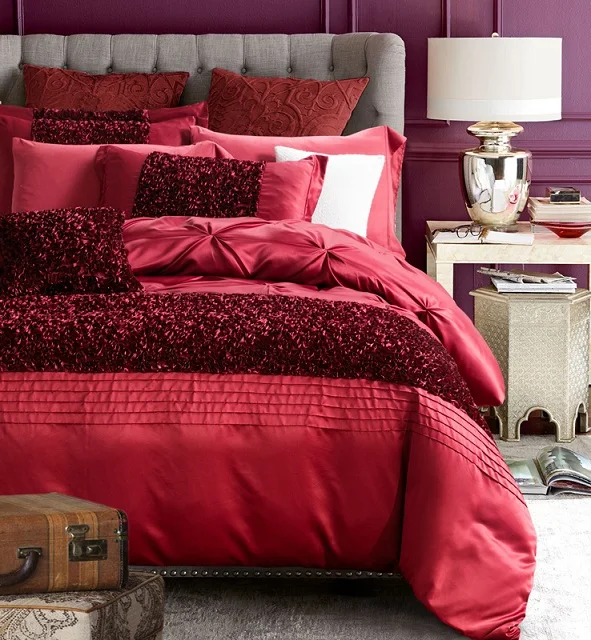 Red Luxury bedding set designer bedspreads cotton silk sheets quilt