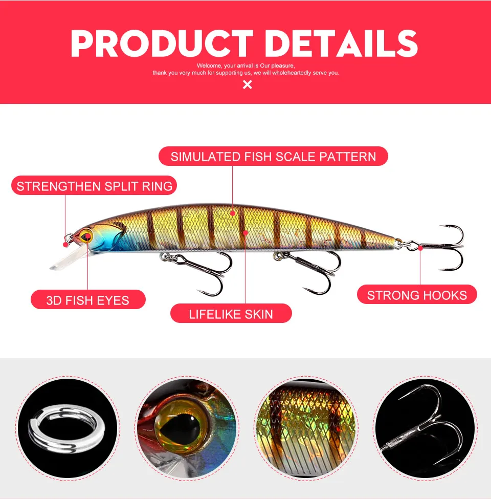 Kingdom 2018 New Hot Fishing LURE High Quality Hard Bait 130mm 20g Depth 0.8-1.5m minnow perfect action Wobblers free shipping  (3)