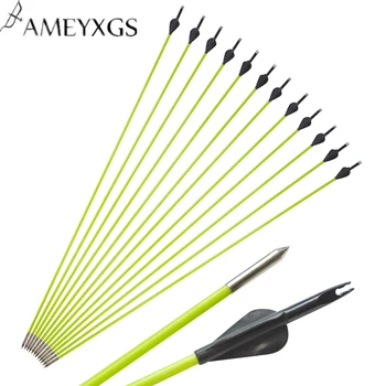 

6 PCS Archery Spine 600 Fibreglass Arrows Archery Black Arrows Nocks Compound bow Hunting Practice