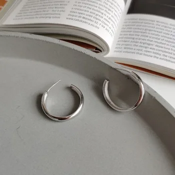 

Amaiyllis Genuine 925 Sterling Silver Round Hoop Circle Earrings for Women Silver Color Earrings Sterling Silver Jewelry Gift