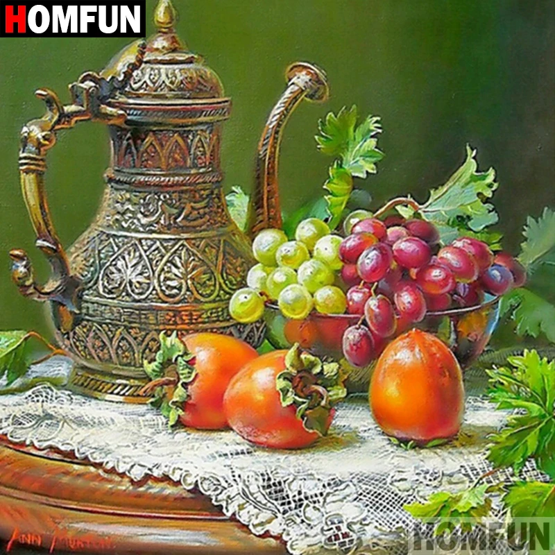 HOMFUN Full Square/Round Drill 5D DIY Diamond Painting &quotFruit tea set&quot 3D Embroidery Cross Stitch Home Decor A07586 | Дом и сад