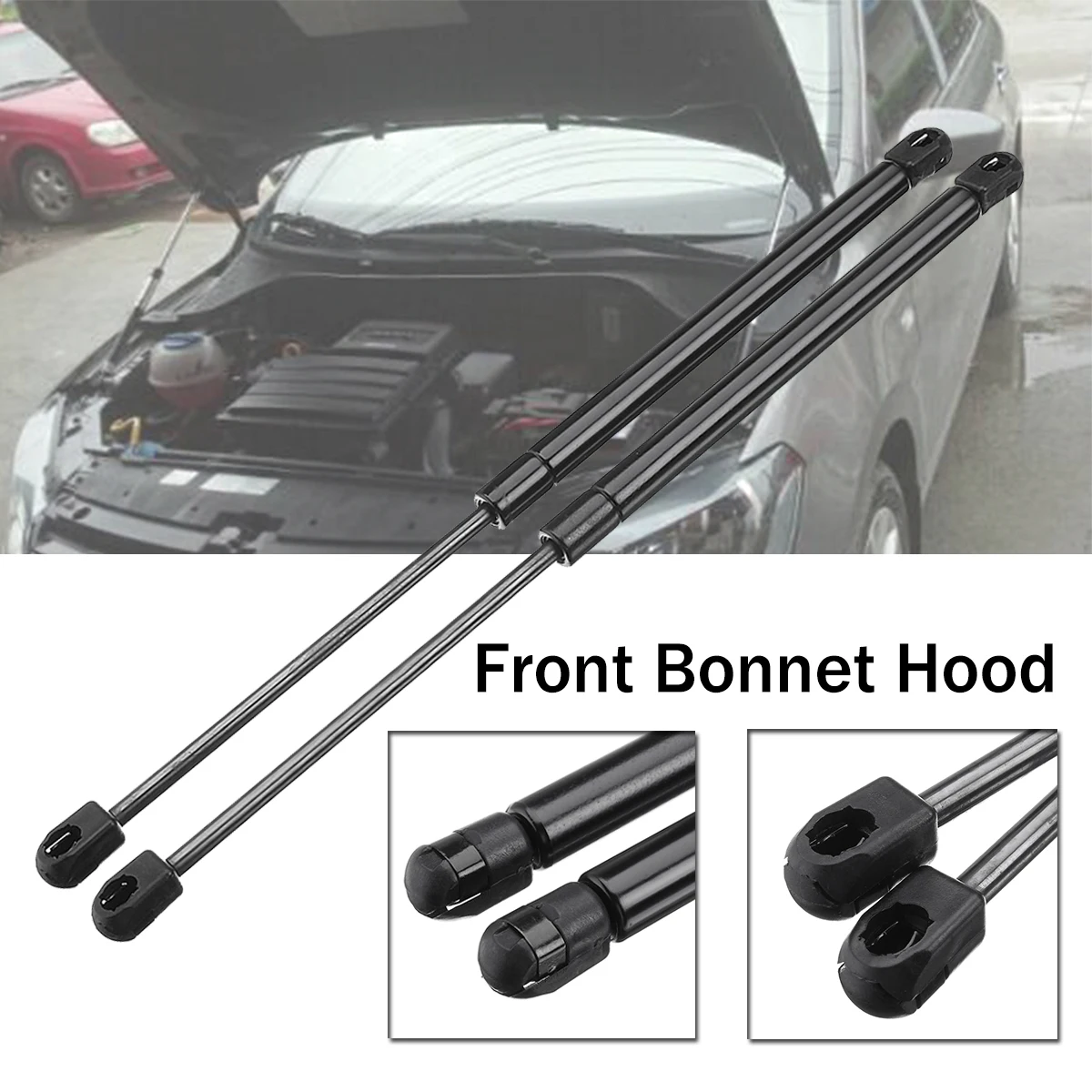 2 x Black Auto Front Bonnet Hood Gas Lift Support Shock Strut Damper Prop Rop Lifter Arm for Jeep Cherokee KJ 2001-2007