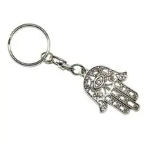Hot Vintage Silver Charm Hamsa Hand Keychain For Keys Car Lucky Demon Eye Key Ring Souvenir