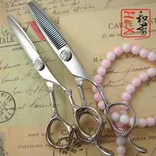 Японские 440C профессиональные высококачественные ножницы для стрижки и истончения волос с гравировкой в виде роз, шарикоподшипник, винт