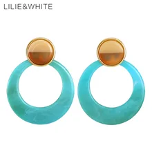 

LILIE&WHITE Bohemia Blue-green Round Dangle Earrings Bijoux Drop Earrings For Women Jewelry Drop Shipping HF