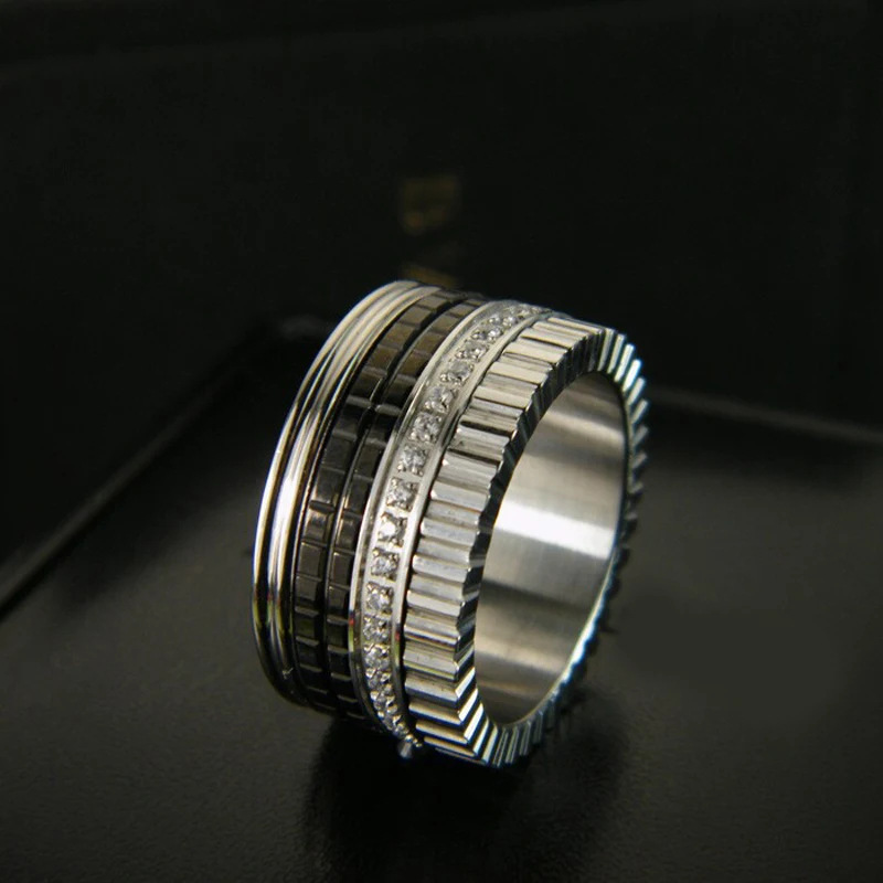 

Fashion Gear Rotatable Rhinestone CZ Stainless Steel Ring
