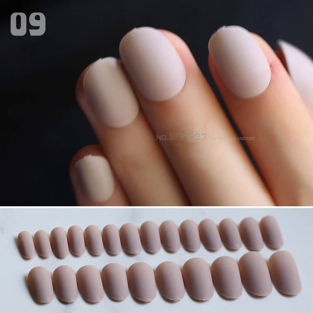 Matte Oval Lovely False Nails Nude 24pcs Full Sets Red Fake Nails Dark Blue Medium Length Round Black Simple Solid Color False Nails Aliexpress