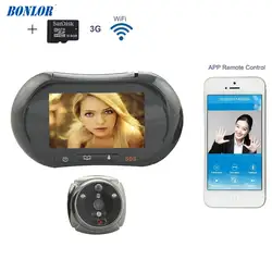 Bonlor Wi-Fi Цифровой глазок Дверь просмотра-умышленное 3.7 "ЖК-дисплей Сенсорный экран передней двери глазок Камера беспроводной дверной звонок