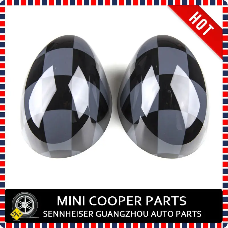 Grey Chequred Style Side Mirror Cover-1