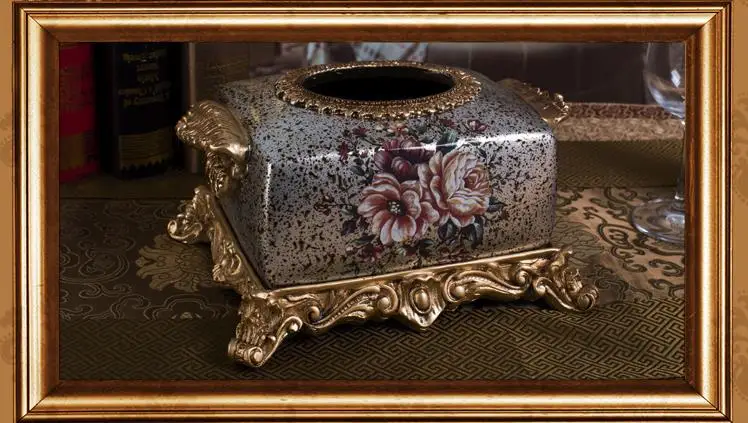 Красивая коробка ткани, коробка европейского стиля, предмет интерьера, украшение, резной модный поднос из смолы
