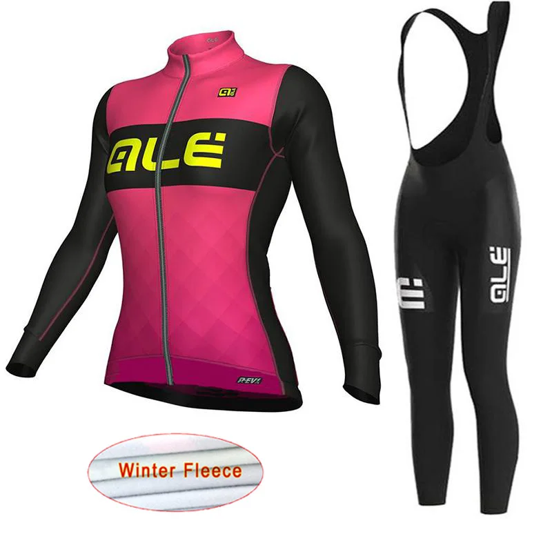 

2018 ALE Cycling Jersey Women Long Sleeve Set bike Cycle clothing winter thermal fleece invierno Bicycle Clothing Sport Wear K27