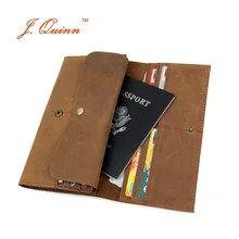 J. Quinn Original Long Passeport Portefeuilles Voyage 10 Cartes En Cuir Véritable Hommes Femmes Vintage Mobile Téléphone Portefeuille Titulaire de la Carte bourse