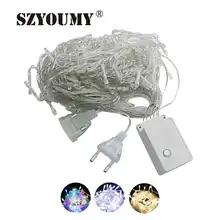 SZYOUMY светодиодный Сказочный светильник 200 светодиодный 20 м Рождественский/Свадебный/праздничный/вечерние декоративный светильник s Водонепроницаемый AC 220 В наружный