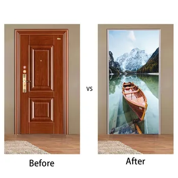 

2PCS/Set Door Wall Sticker Wallpaper Door Decor Sticker Living Room Bedroom Innovative Self-Adhesive Sticker