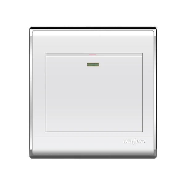 

Luxury Home Switch Socket Panel, 86-Type Wall Switch Bright Silver Porcelain White, Open A Single Control Switch, 16A AC110-250V