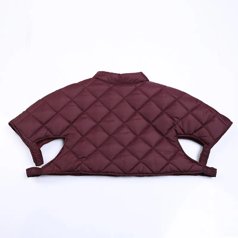 Woman Quilted Puffer Shoulder Padded Vest Red Dark Blue Ultrashort Padded Waistvest Warm Stand Collar Bolero Gilet Autumn Winter (6)