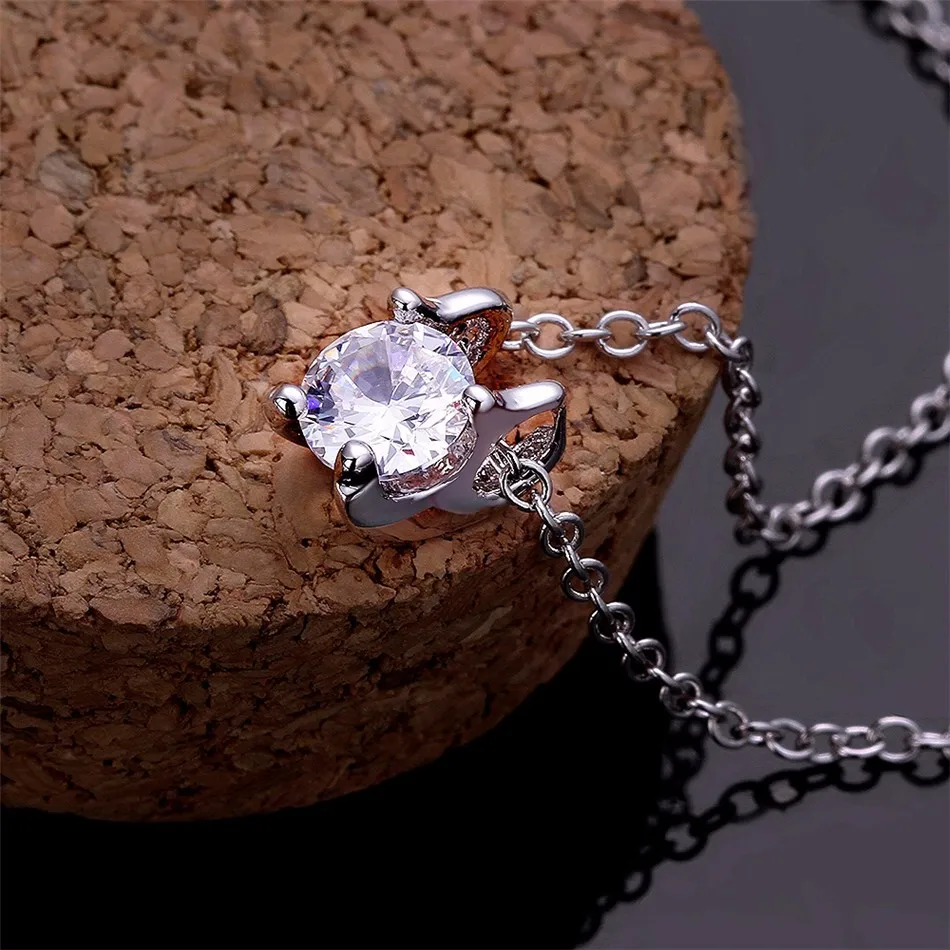 Rhinestone Necklace CZ Diamond Trendy Jewelry Styling Pendant Fashion Accessories Gifts Silver Plated Party Collier Femme 4