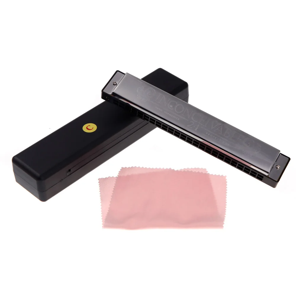 Hot Sale Tremolo Harmonica Mouth Organ 24 Double Holes with 48 Reeds Key of C Free Reed Wind Instrument Silver Case | Спорт и