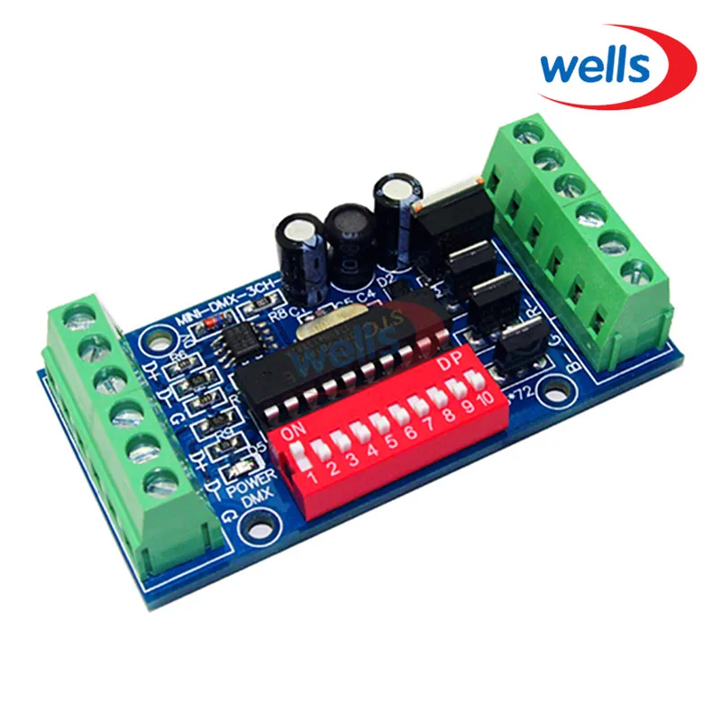 DMX512 мини 3CH светодиодный контроллер RGB dmx512 декодер DC5V-24V светодиодная лента/модуль