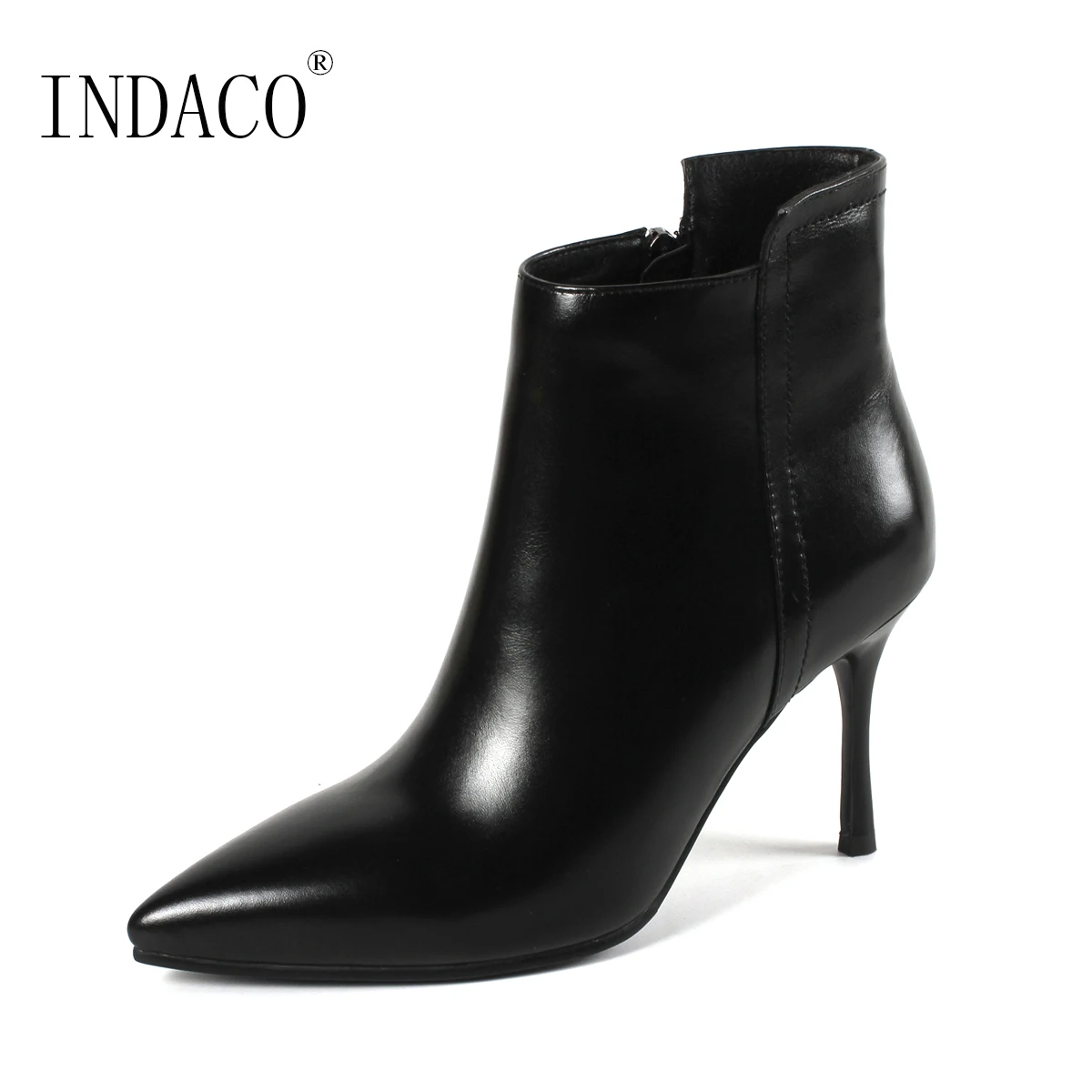 

Ankle Boots for Women 2018 New Fashion Leather Winter Boots Women Thin High Heel Boots Women 8.5cm