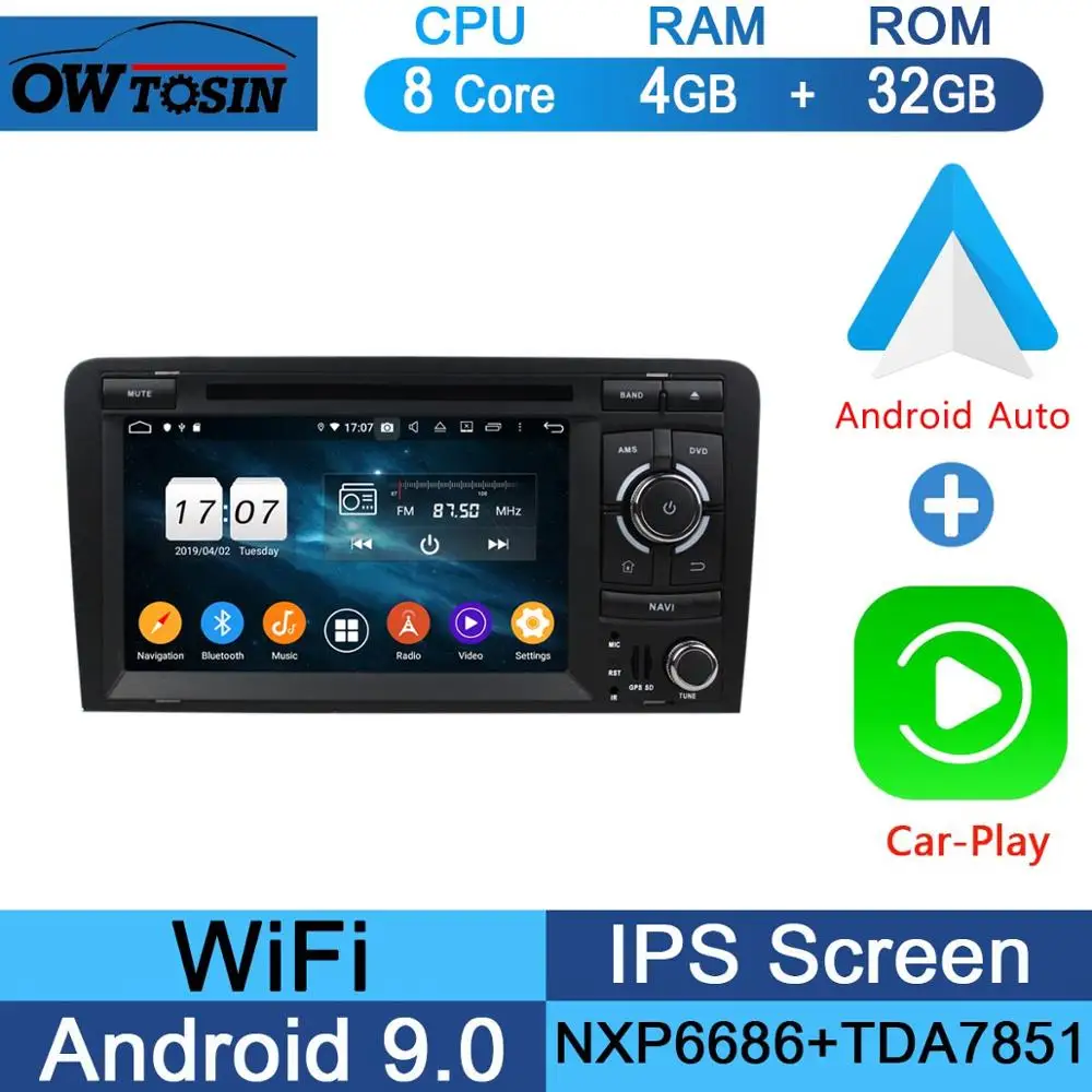 32G CarPlay Android " ips 8 Core 4G+ 64G Android 9,0 автомобильный DVD радио мультимедиа gps Navi для Audi A3 S3 RS3 2003-2013 DSP CarPlay Parrot BT стерео - Цвет: 32G CarPlay Android