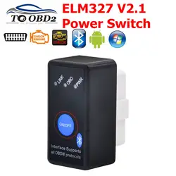 Новейший мини ELM 327 V2.1 Bluetooth с выключателем питания ELM 327 2,1 OBD2 сканирующее устройство с интерфейсом для Android