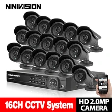 NINIVISION домашняя система безопасности 16CH CCTV система 1080 P DVR AHD видеорекордер наблюдения 1920*1080 2.0MP комплект камеры наблюдения