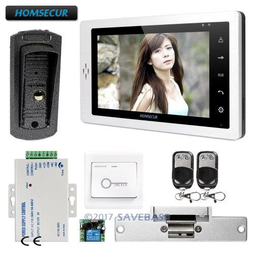 

HOMSECUR 1V1 7" Wired Video&Audio Home Intercom Electric Strike Lock Set Included