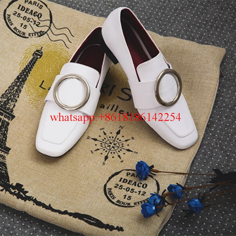 

2016 British Retro Flat Shoes Flock Buckle Shoes Women Single Ring Shoes Fashion Square Toe Flats Zapatos Mujer Spring/Autumn